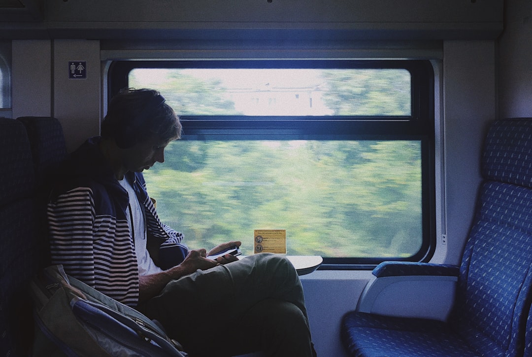 Woman sitting on a train seat